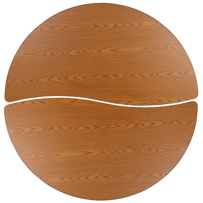 2 Piece Emmy 60" Circle Wave Oak Thermal Activity Table Set - Height Short Legs