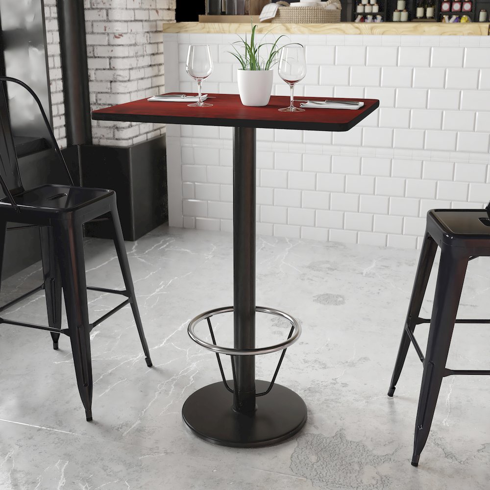 24'' x 30'' Mahogany Table Top with 18'' Round Bar Height