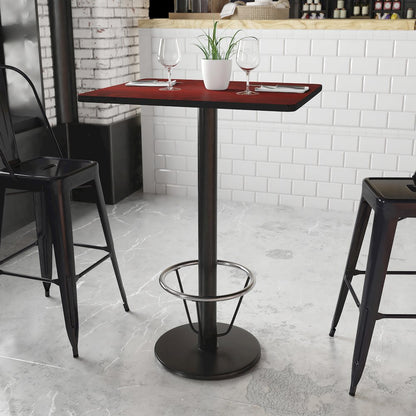 24'' x 30'' Mahogany Table Top with 18'' Round Bar Height