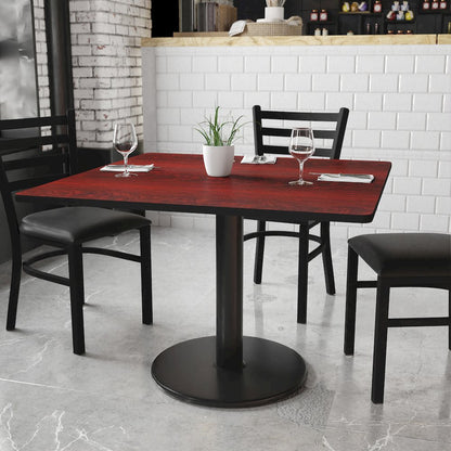 42'' Square Mahogany Laminate Table Top with 24'' Round Table Height Base
