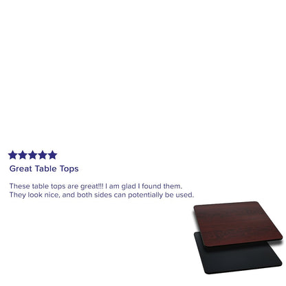30'' Square Table Top with Black or Mahogany Reversible Laminate Top