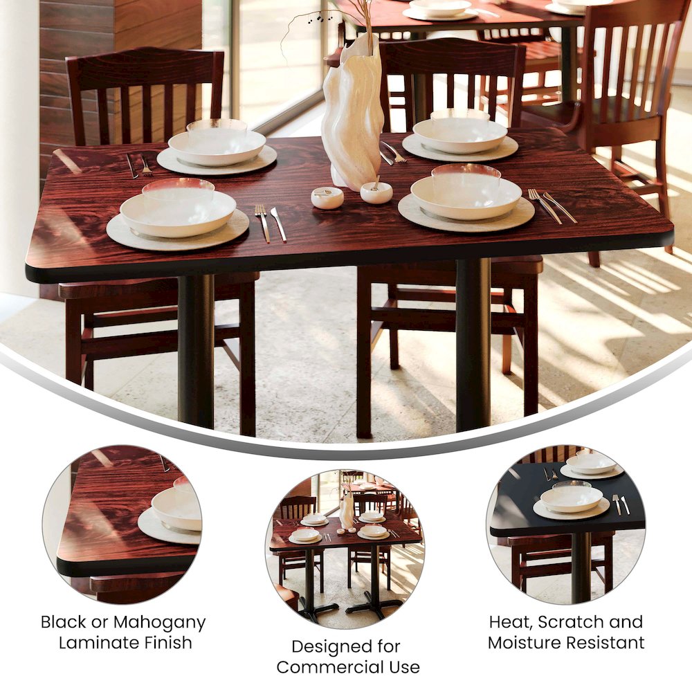30'' x 48'' Rectangular Table Top with Black or Mahogany Reversible Laminate Top
