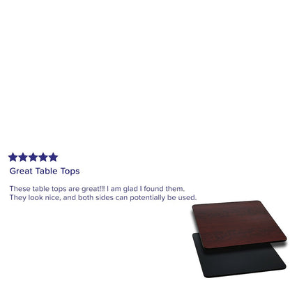 36'' Square Table Top with Black or Mahogany Reversible Laminate Top