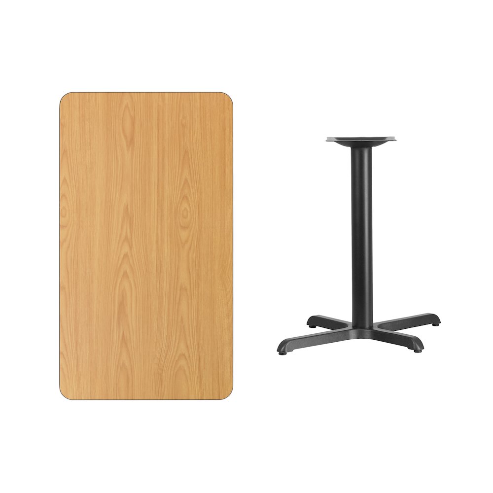 24'' x 42'' Rectangular Natural Table Top with 23.5'' x 29.5'' Table Height Base