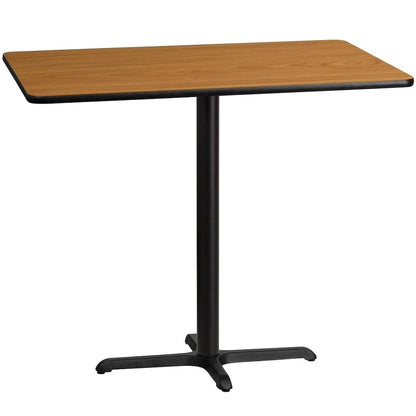 30'' x 48'' Natural Table Top with 23.5'' x 29.5'' Bar Height Table Base