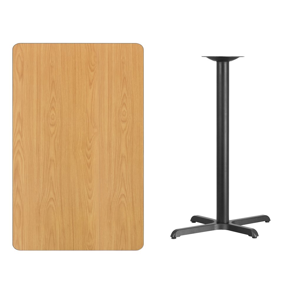 30'' x 48'' Natural Table Top with 23.5'' x 29.5'' Bar Height Table Base