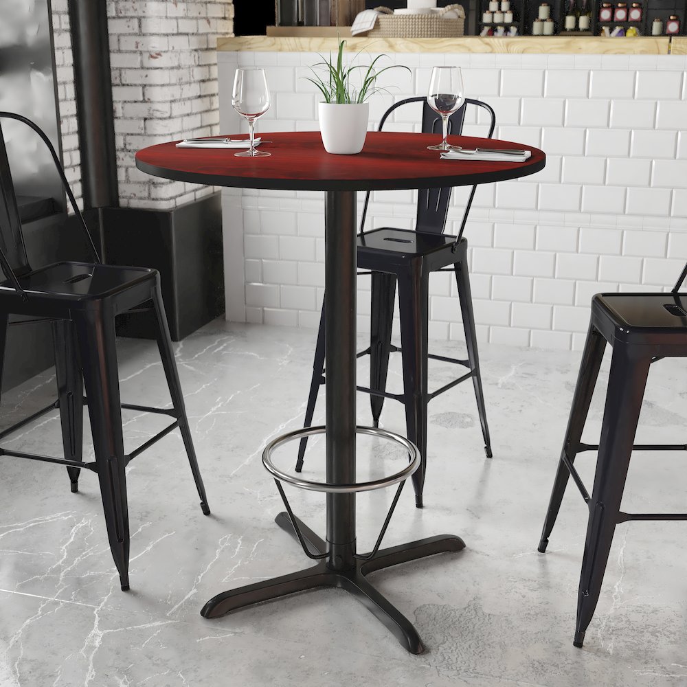 36'' Round Mahogany Table Top with 30'' x 30'' Bar Height