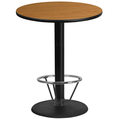 36'' Round Natural Table Top with 24'' Round Bar Height Table Base and Foot Ring