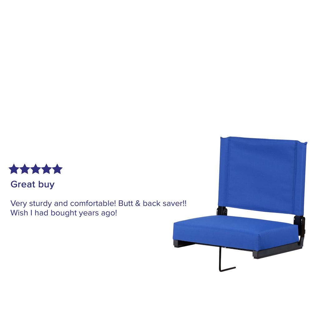 500 lb. Rated Lightweight Stadium Chair with Handle & Ultra-Padded Seat, Blue
