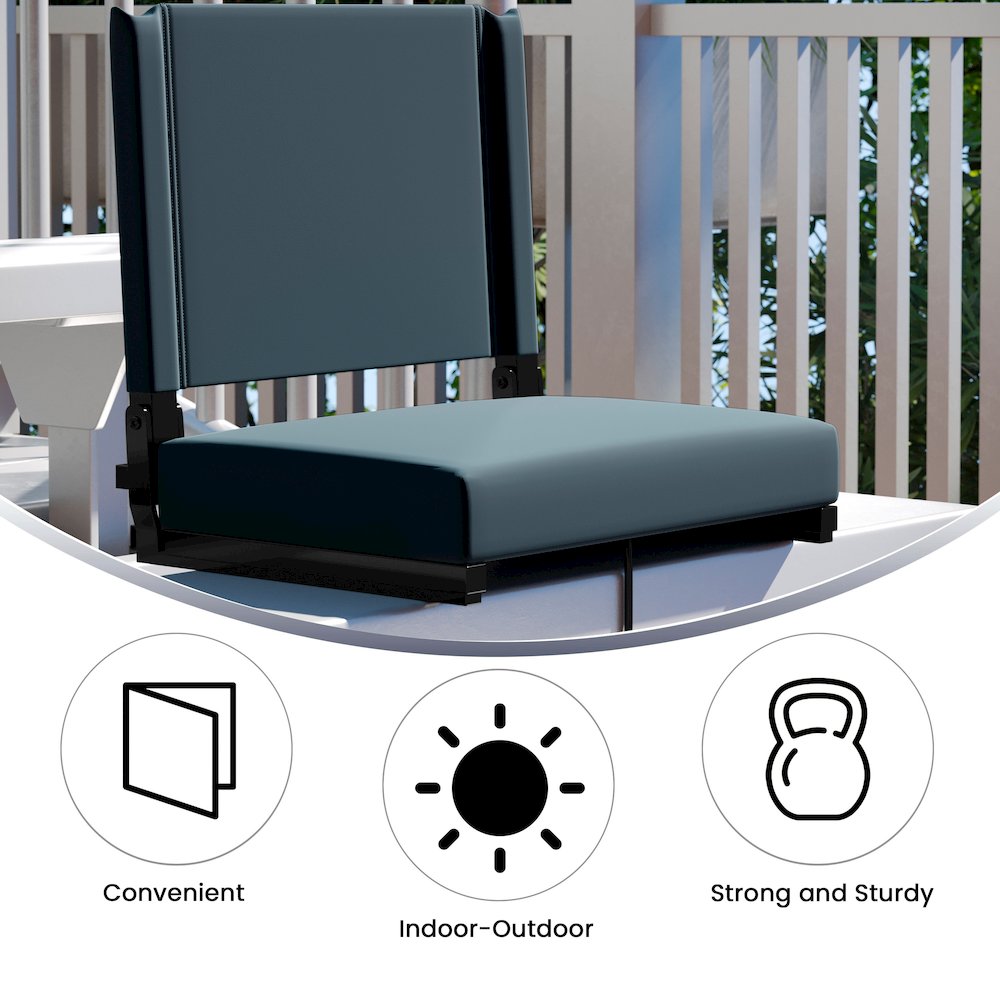Lightweight Stadium Chair with Handle, Ultra-Padded Seat, Dark Blue