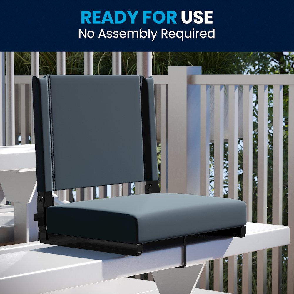 Lightweight Stadium Chair with Handle, Ultra-Padded Seat, Dark Blue