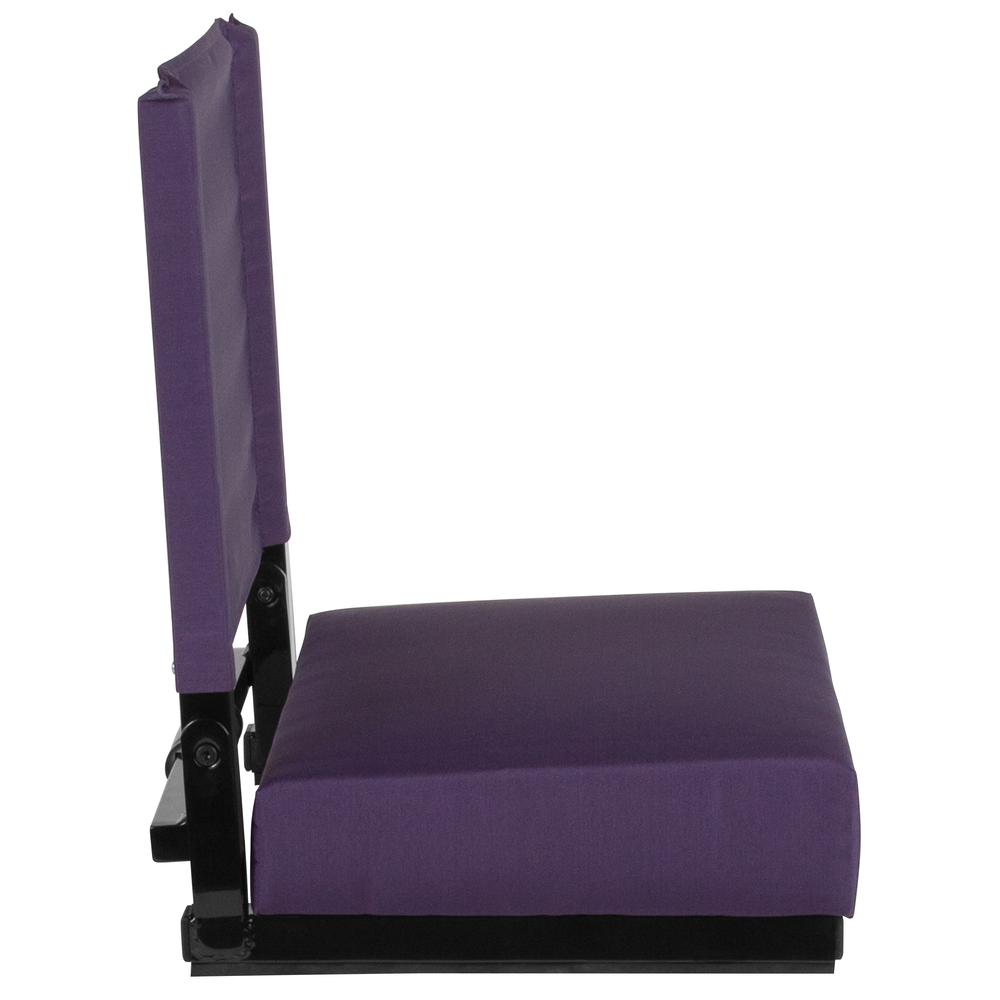 500 lb. Rated Lightweight Stadium Chair with Handle & Ultra-Padded Seat, Dark Purple