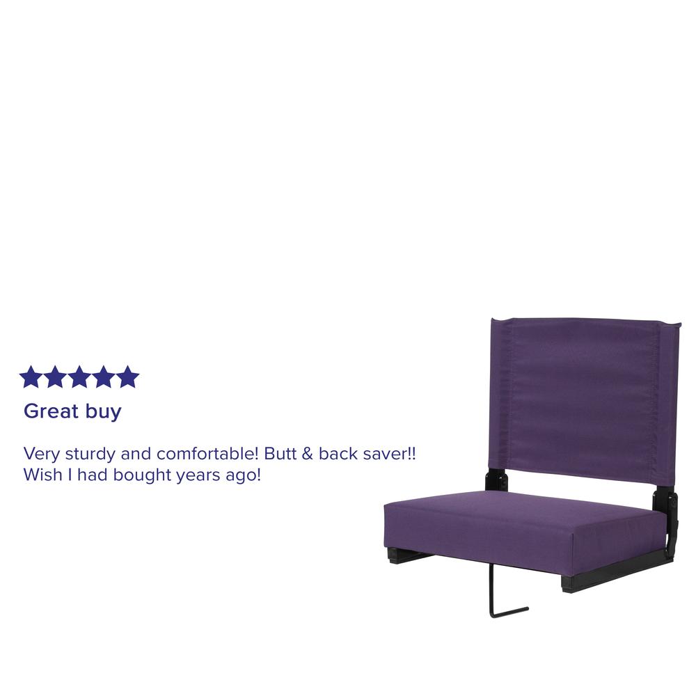 500 lb. Rated Lightweight Stadium Chair with Handle & Ultra-Padded Seat, Dark Purple