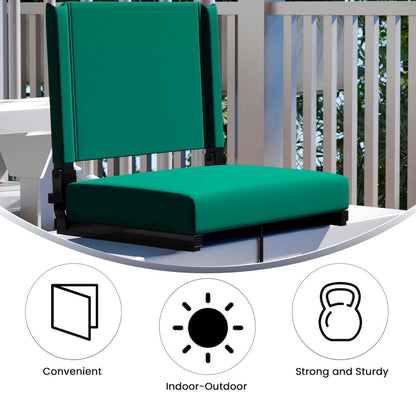 Lightweight Stadium Chair with Handle, Ultra-Padded Seat, Hunter Green