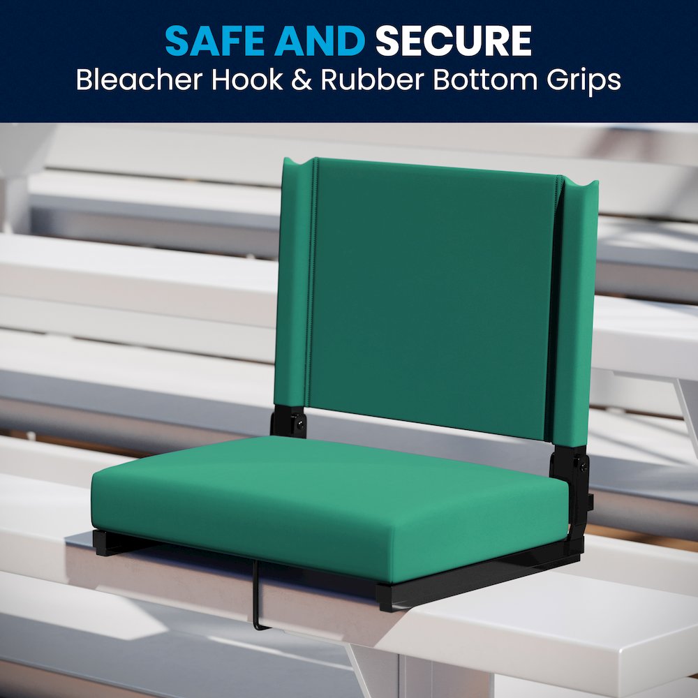 Lightweight Stadium Chair with Handle, Ultra-Padded Seat, Hunter Green