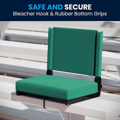 Lightweight Stadium Chair with Handle, Ultra-Padded Seat, Hunter Green