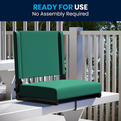 Lightweight Stadium Chair with Handle, Ultra-Padded Seat, Hunter Green