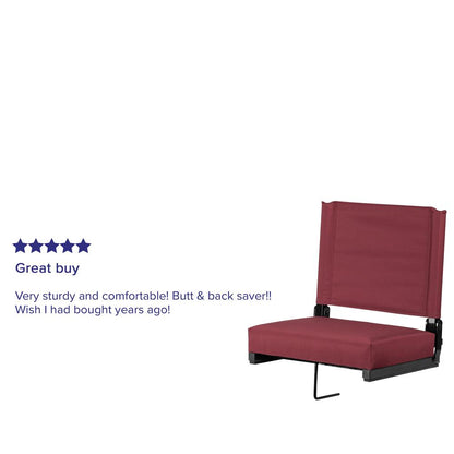 500 lb. Rated Lightweight Stadium Chair with Handle & Ultra-Padded Seat, Maroon
