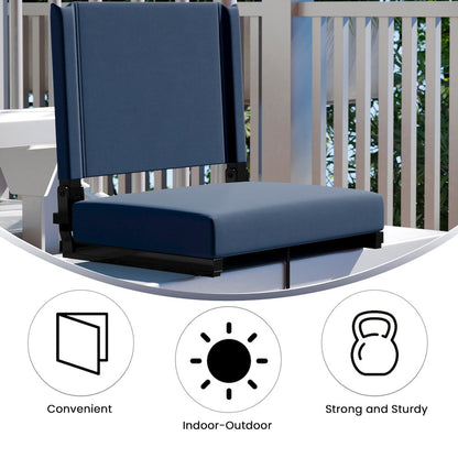 Lightweight Stadium Chair with Handle, Ultra-Padded Seat, Navy Blue