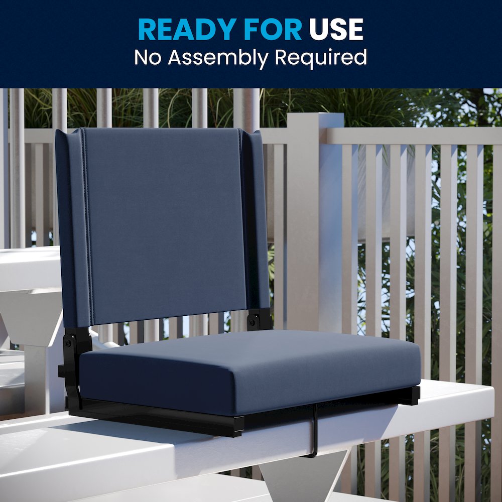 Lightweight Stadium Chair with Handle, Ultra-Padded Seat, Navy Blue