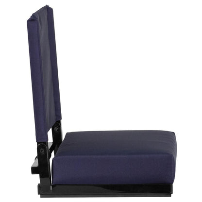 500 lb. Rated Lightweight Stadium Chair with Handle & Ultra-Padded Seat, Navy