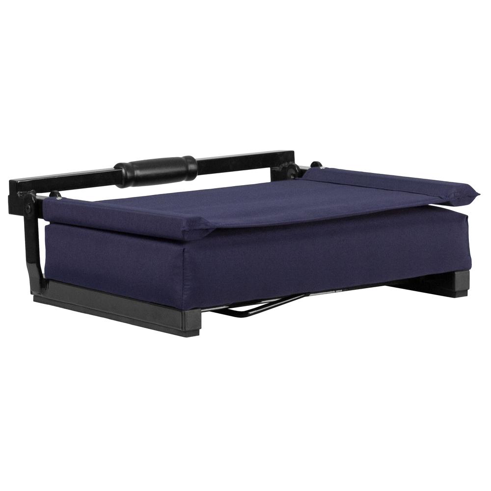 500 lb. Rated Lightweight Stadium Chair with Handle & Ultra-Padded Seat, Navy