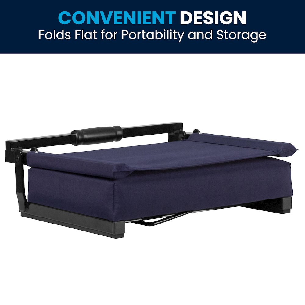 Lightweight Stadium Chair with Handle, Ultra-Padded Seat, Navy