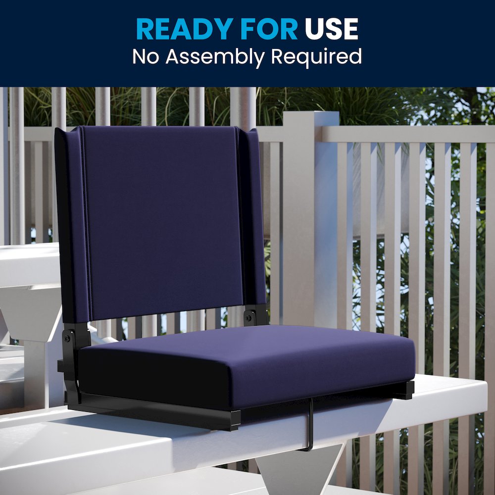 Lightweight Stadium Chair with Handle, Ultra-Padded Seat, Navy