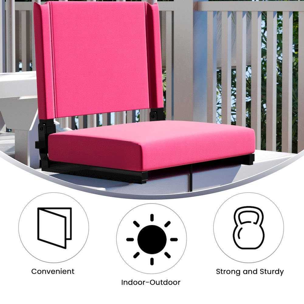 Lightweight Stadium Chair with Handle, Ultra-Padded Seat, Pink