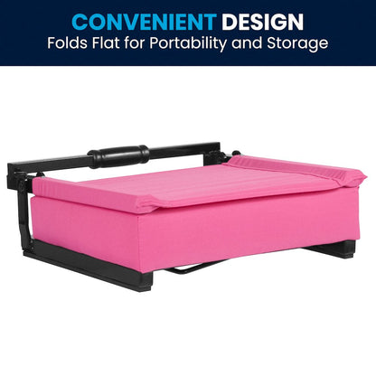 Lightweight Stadium Chair with Handle, Ultra-Padded Seat, Pink
