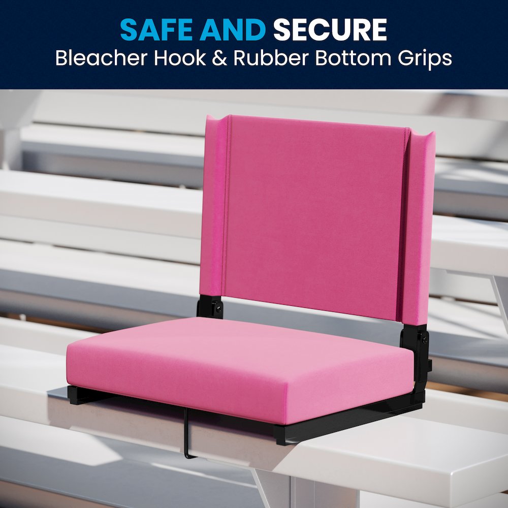 Lightweight Stadium Chair with Handle, Ultra-Padded Seat, Pink