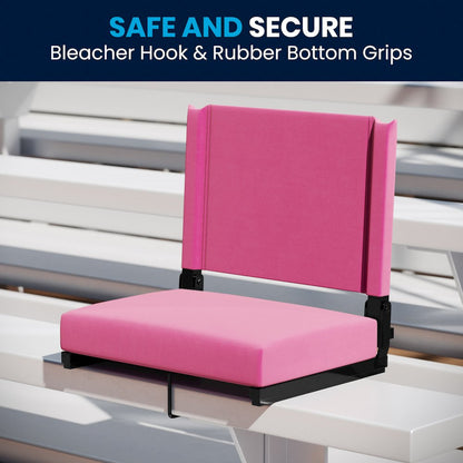 Lightweight Stadium Chair with Handle, Ultra-Padded Seat, Pink