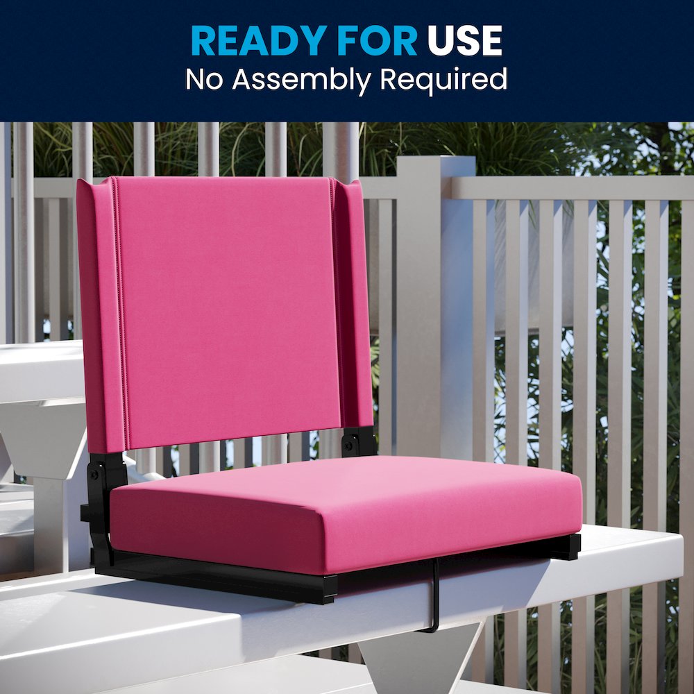 Lightweight Stadium Chair with Handle, Ultra-Padded Seat, Pink