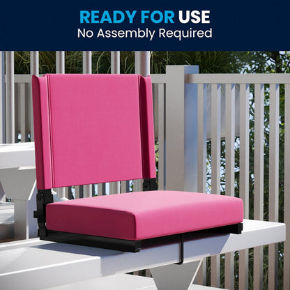 Lightweight Stadium Chair with Handle, Ultra-Padded Seat, Pink