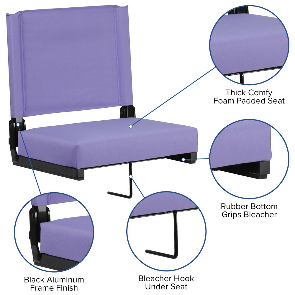 500 lb. Rated Lightweight Stadium Chair with Handle & Ultra-Padded Seat, Purple