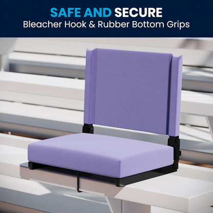 500 lb. Rated Lightweight Stadium Chair with Handle & Ultra-Padded Seat, Purple
