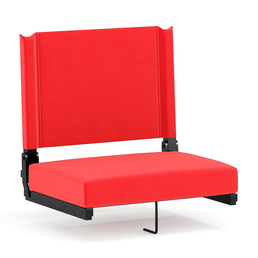 500 lb. Rated Lightweight Stadium Chair with Handle & Ultra-Padded Seat, Red