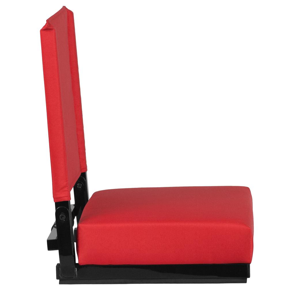 500 lb. Rated Lightweight Stadium Chair with Handle & Ultra-Padded Seat, Red