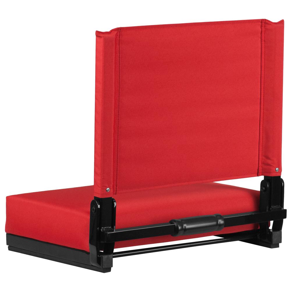 500 lb. Rated Lightweight Stadium Chair with Handle & Ultra-Padded Seat, Red