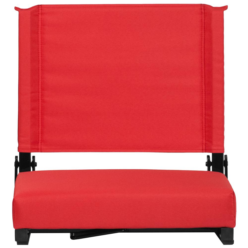 500 lb. Rated Lightweight Stadium Chair with Handle & Ultra-Padded Seat, Red