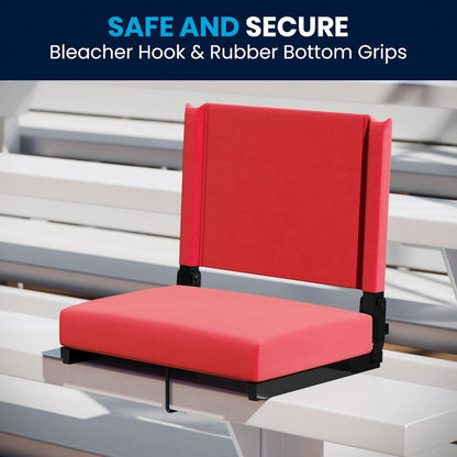 500 lb. Rated Lightweight Stadium Chair with Handle & Ultra-Padded Seat, Red