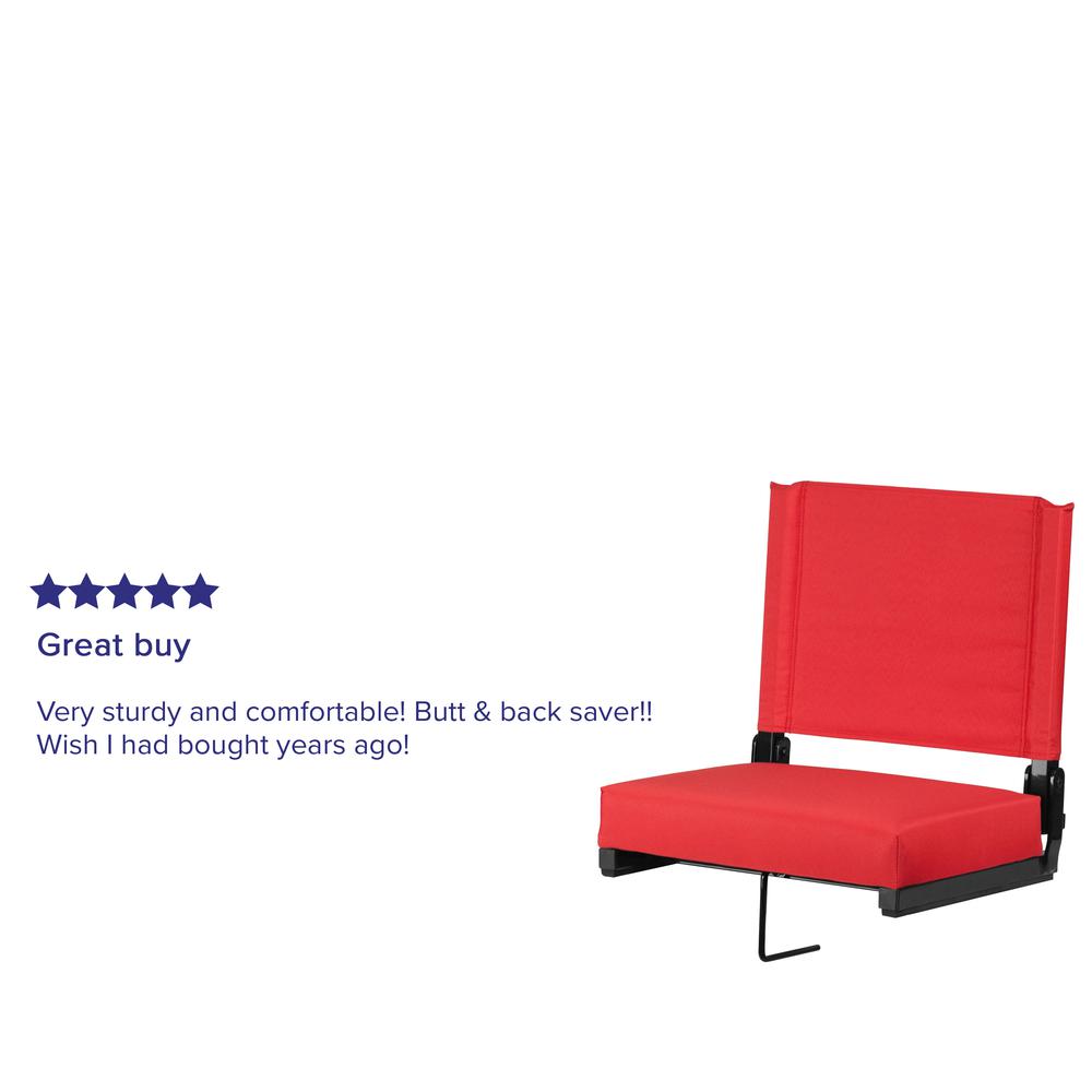500 lb. Rated Lightweight Stadium Chair with Handle & Ultra-Padded Seat, Red
