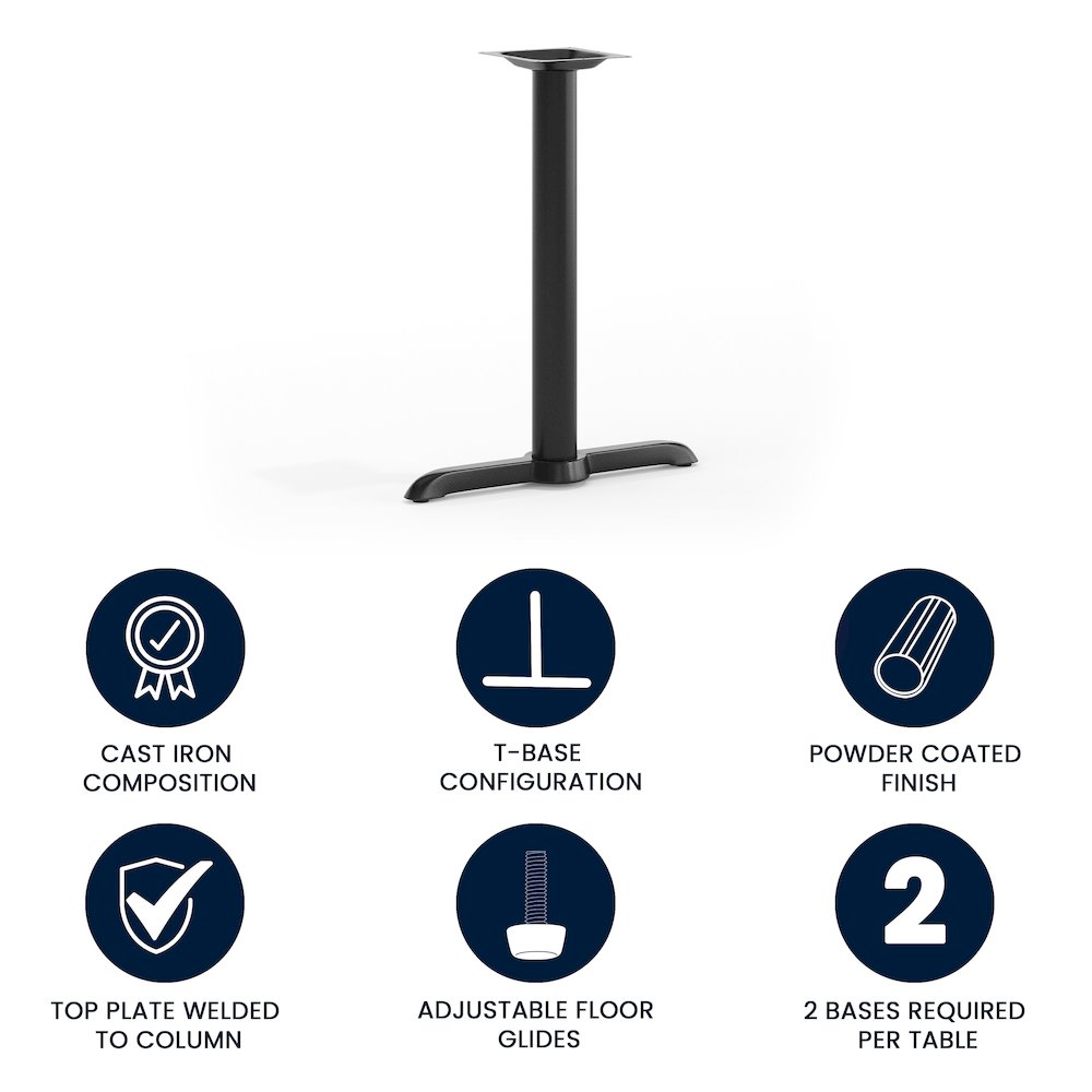 5'' x 22'' Restaurant Table T-Base with 3'' Dia. Table Height Column