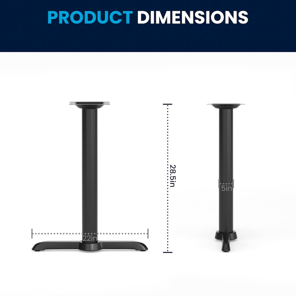 5'' x 22'' Restaurant Table T-Base with 3'' Dia. Table Height Column