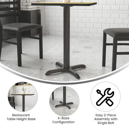22'' x 22'' Restaurant Table X-Base with 3'' Dia. Table Height Column