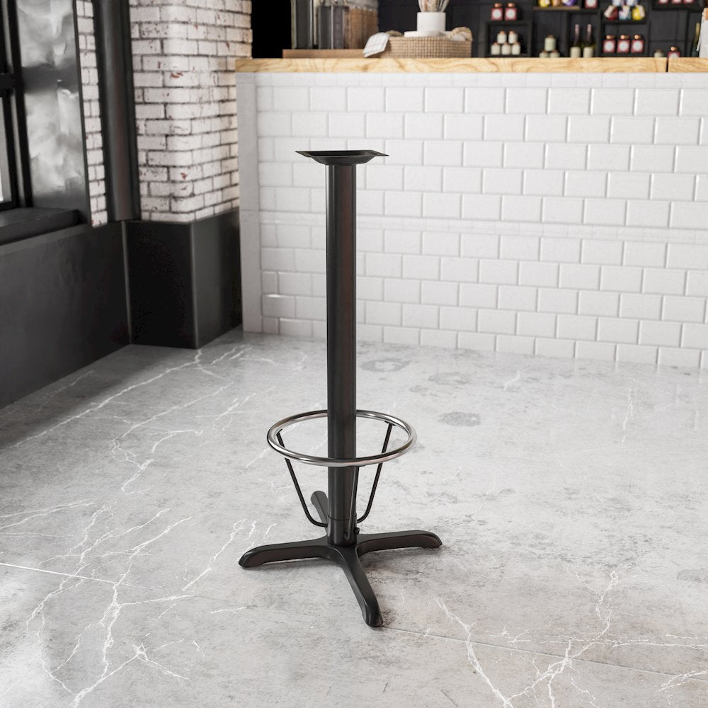 23.5'' x 29.5'' Restaurant Table X-Base with 3'' Dia. Bar Height Column