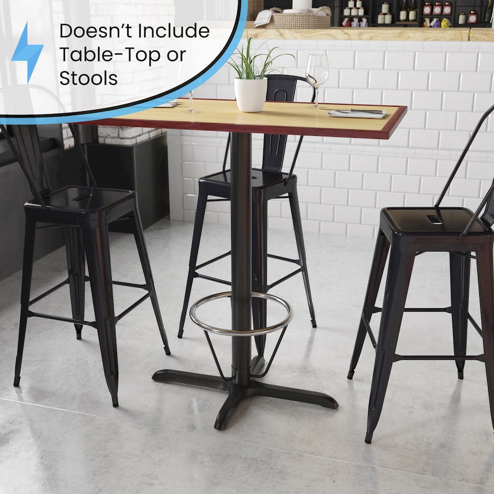23.5'' x 29.5'' Restaurant Table X-Base with 3'' Dia. Bar Height Column