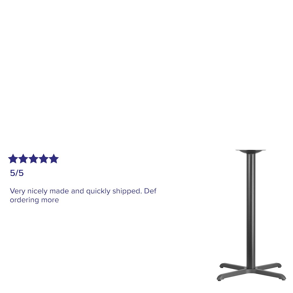 30'' x 30'' Restaurant Table X-Base with 3'' Dia. Bar Height Column