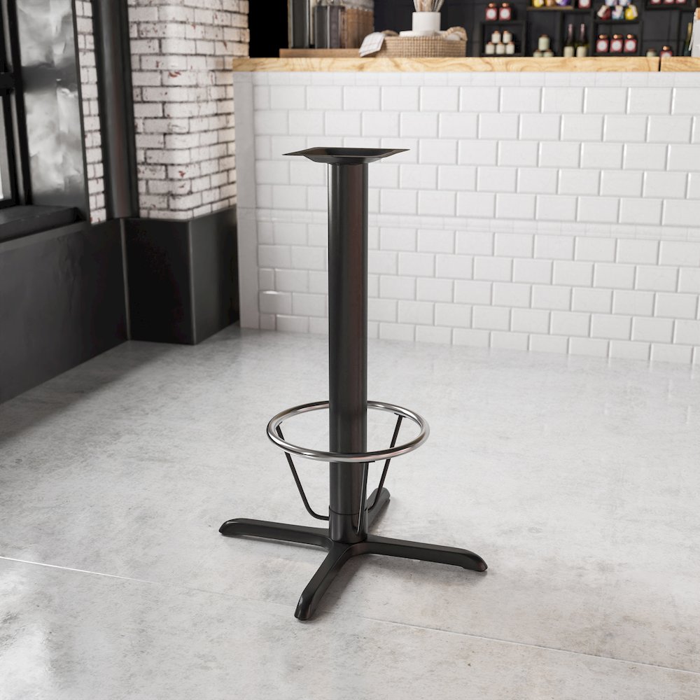 33'' x 33'' Restaurant Table X-Base with 4'' Dia. Bar Height Column