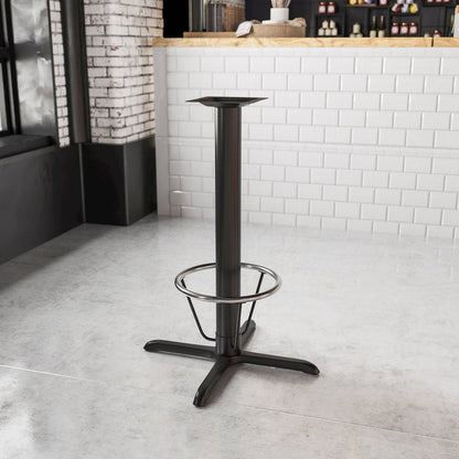 33'' x 33'' Restaurant Table X-Base with 4'' Dia. Bar Height Column